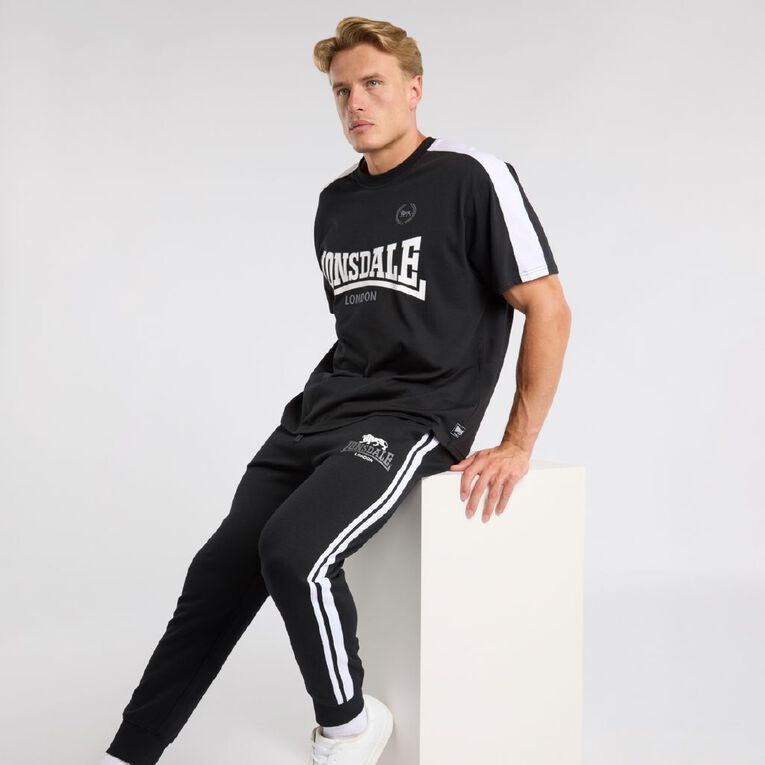 Lonsdale Men's London Trackpants, Black, hi-res