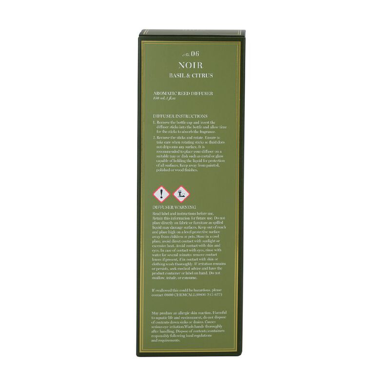 Living & Co Noir Reed Diffuser 06 Basil & Citrus 150ml, , hi-res
