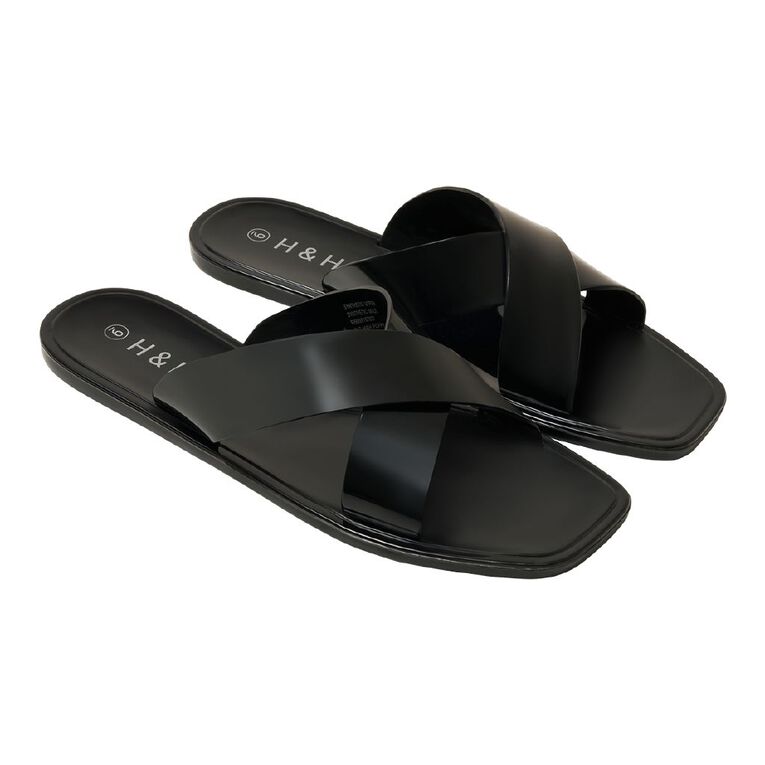 H&H Women's Poppy Xover Slides, Black, hi-res