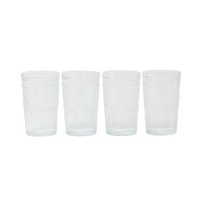 Living & Co Vintage Embossed Tumbler Clear 4 Pack