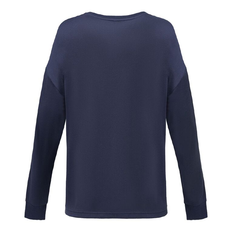 H&H Women's Soft Touch Pyjama Top, Blue Dark, hi-res
