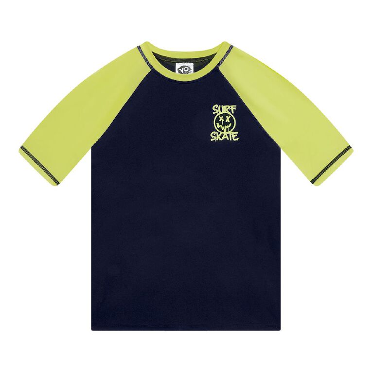 Young Original Short Sleeve Rash Vest, Green Light, hi-res