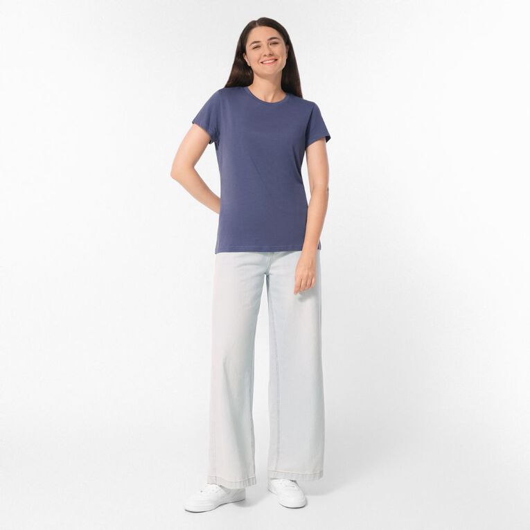 H&H Women's Short Sleeve Crew Neck Tee, Blue Mid, hi-res