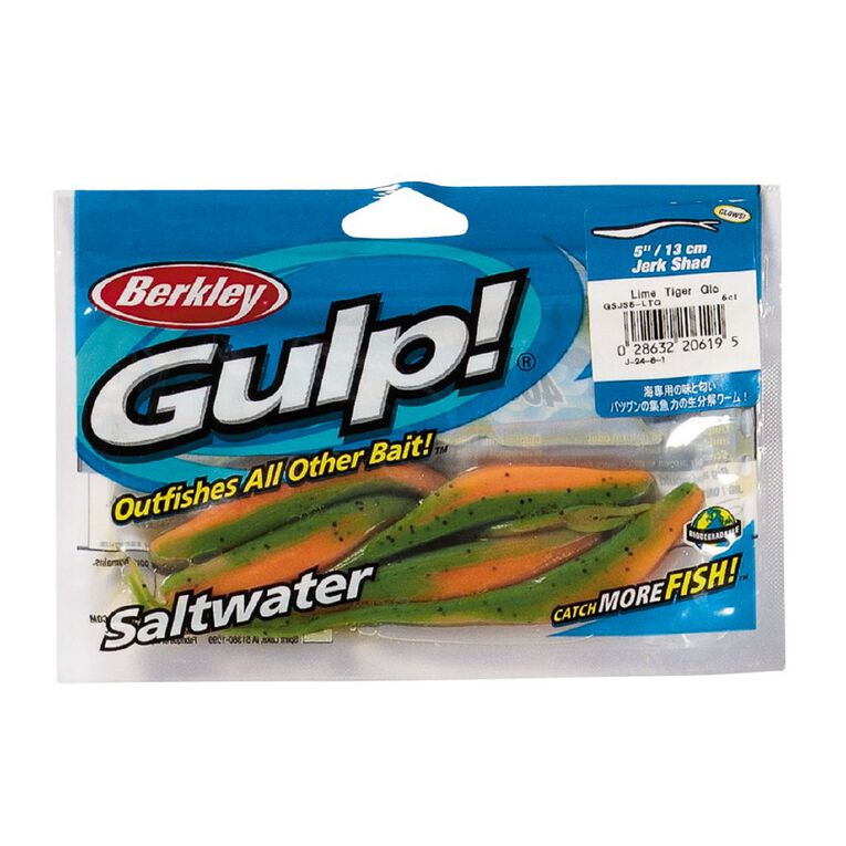 Berkley Gulp! Soft Bait Lime Tiger Glow 5 Inch, , hi-res