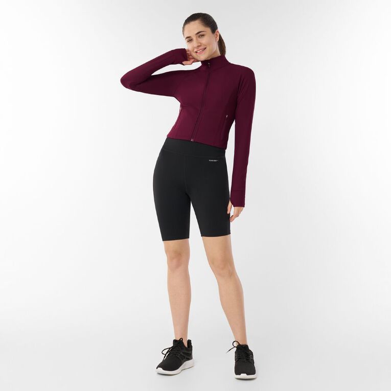 Active Intent Women's Rib Run Zip Sweat, Red Mid, hi-res