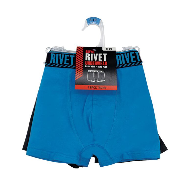 Rivet Boy's Trunks 4 Pack, Blue, hi-res