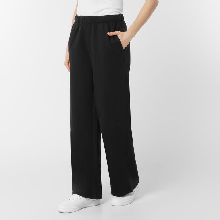 H&H Women's Wide Leg Trackpants, Black, hi-res
