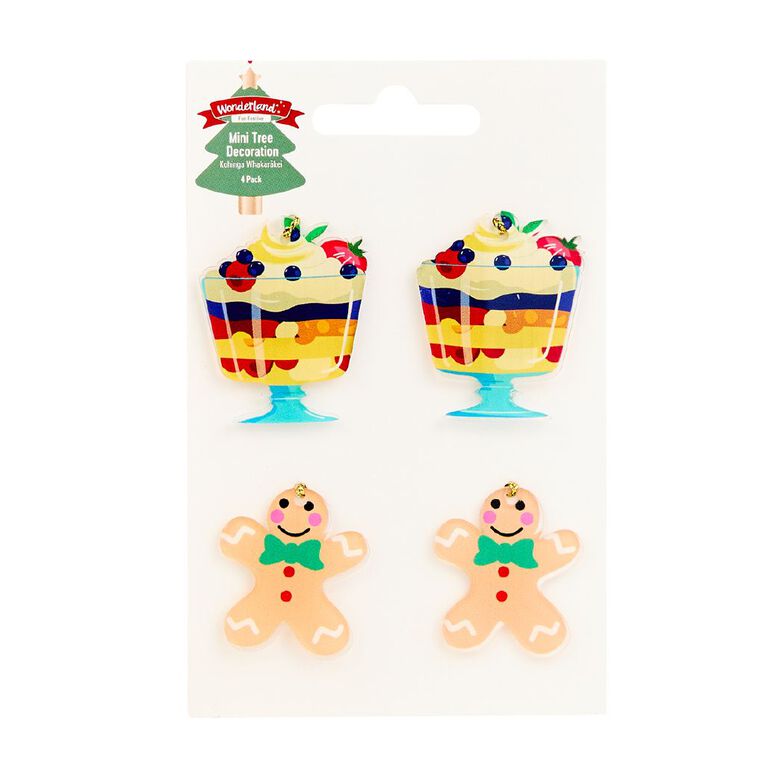Wonderland Flat Gingerbread Man/Ice Cream Tree Decorations Assorted, , hi-res