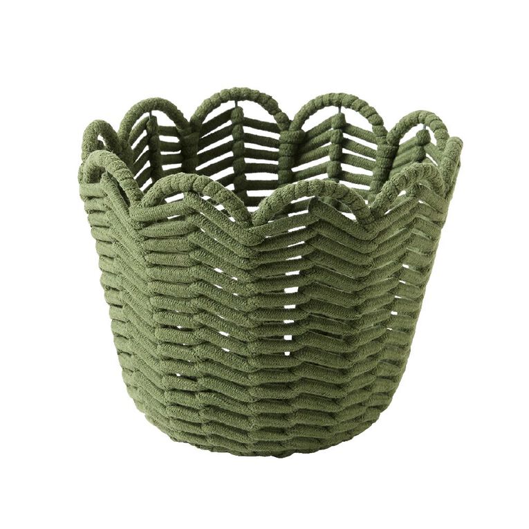 Living & Co Basket Open Weave Round Green, , hi-res