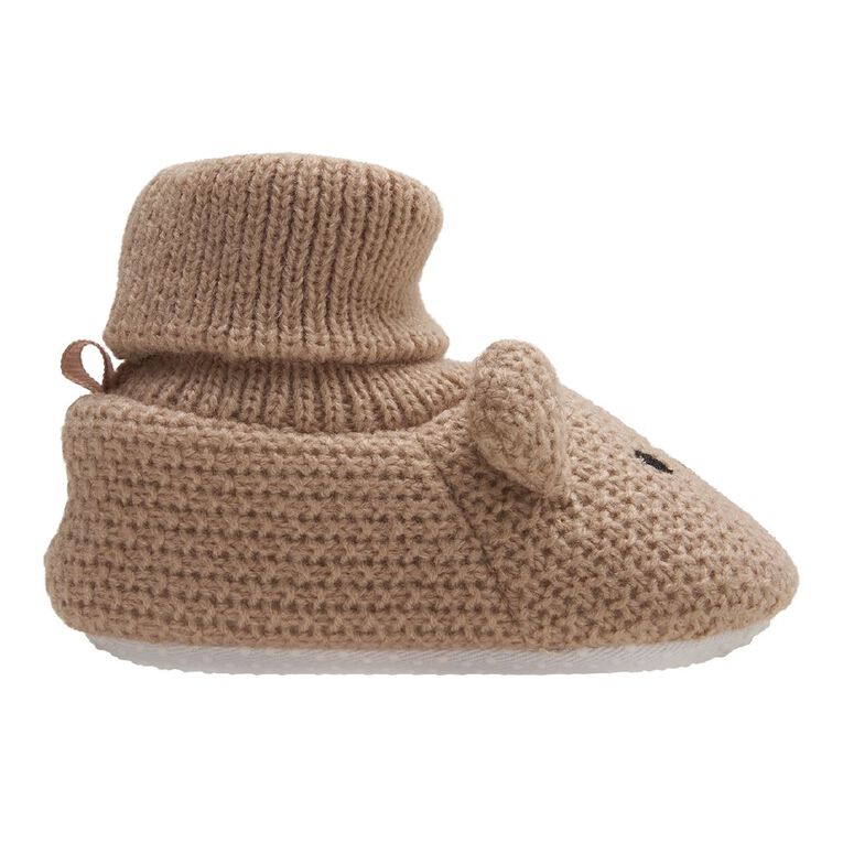 Young Original Infants' Knit Teddy Booties, Natural, hi-res