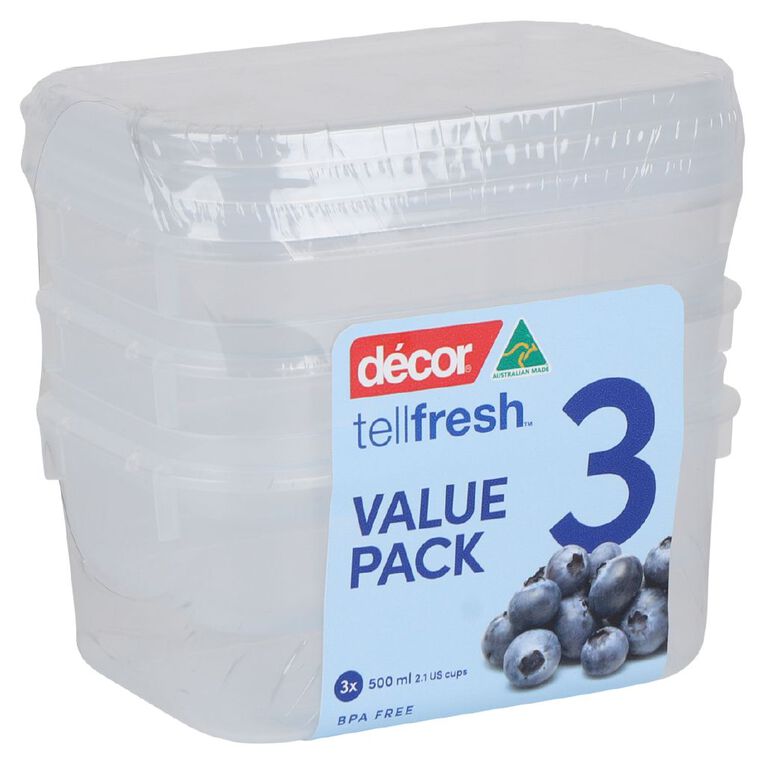 Decor Tellfresh Oblong 500ml 3 Pack, , hi-res