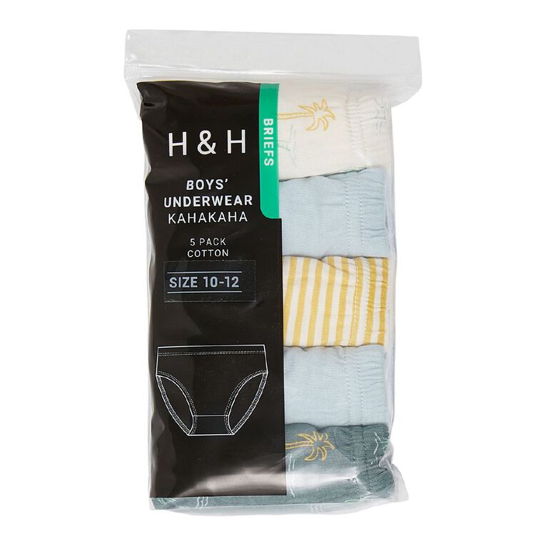 H&H Boys' Printed Briefs 5 Pack, Grey Mid, hi-res