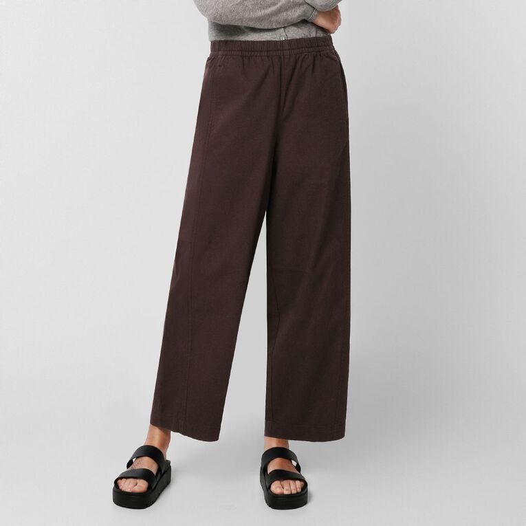 H&H Women's Relaxed Barrel Leg Pants, Brown Dark, hi-res