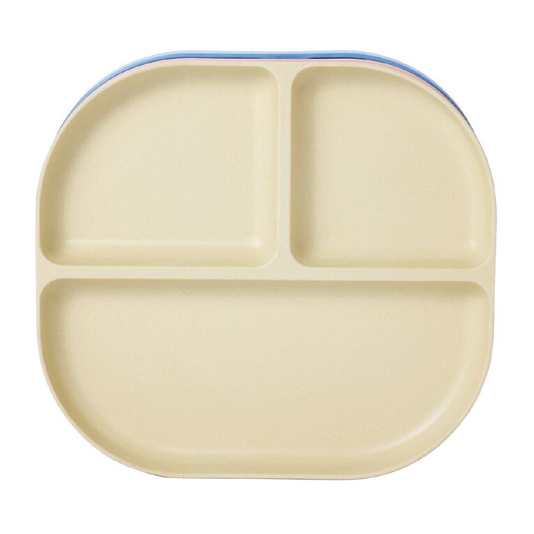 Living & Co Kids Bamboo Mix Bento Plate Multi-Coloured 4 Pack, , hi-res