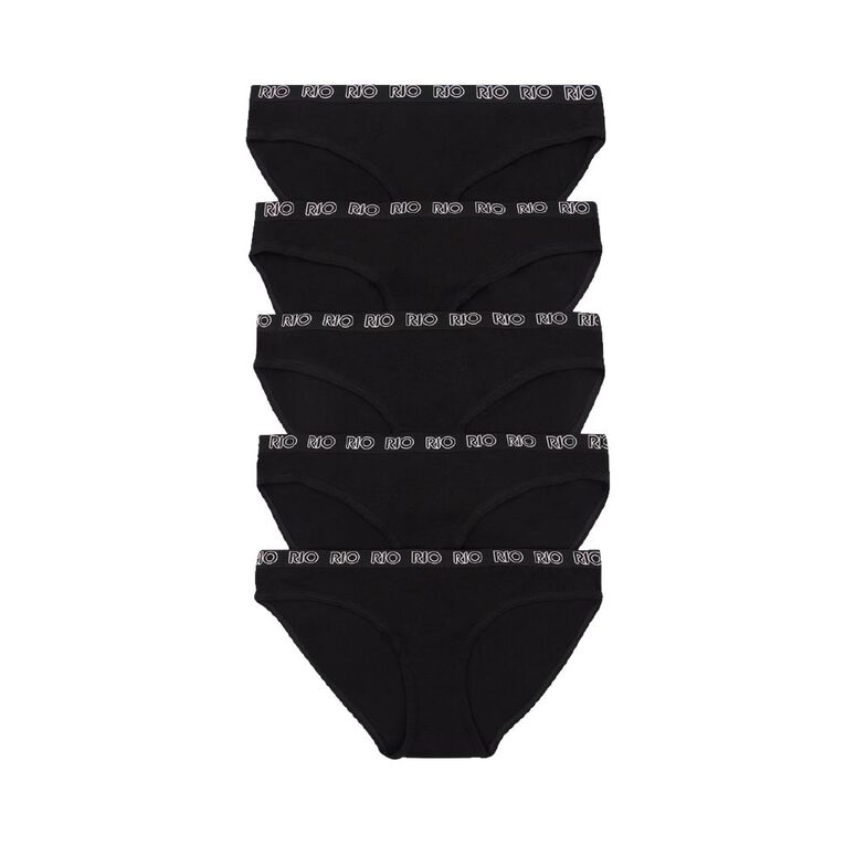 Rio Women's Bikini Briefs 5 Pack, Black, hi-res