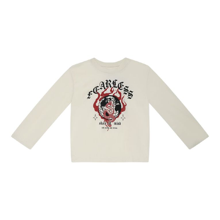 Young Original Long Sleeve Print Tee, Cream, hi-res