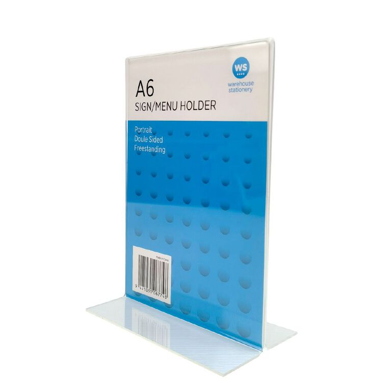 WS Sign Menu/Holder Double Sided Portrait Clear A6, , hi-res