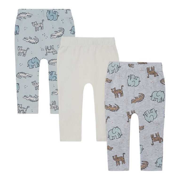 Young Original Babies' Printed Leggings 3 Pack, Grey Light, hi-res