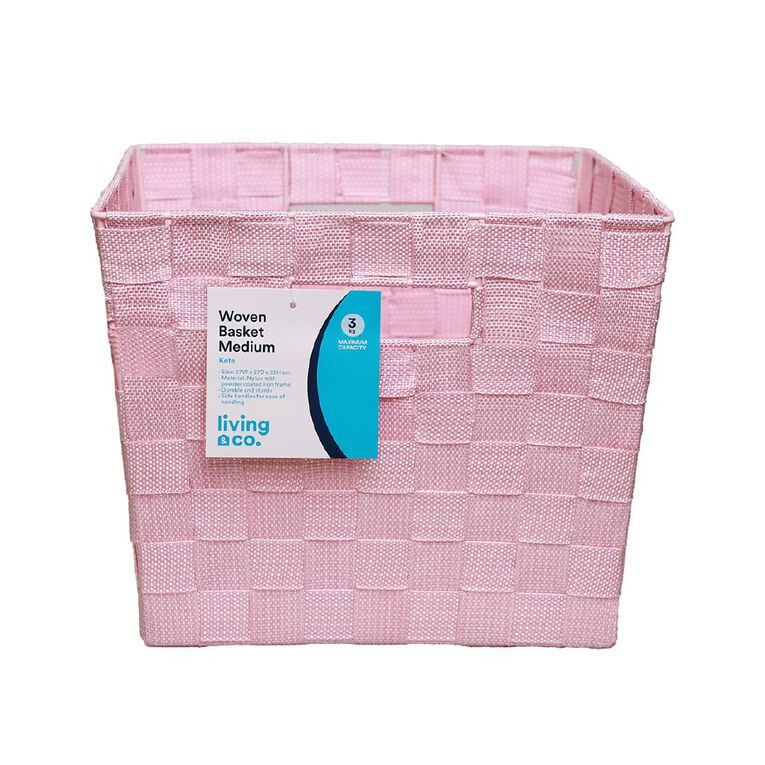 Living & Co Woven Basket Pink Medium, , hi-res