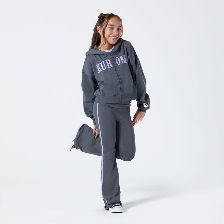 Kuromi Boxy Zip Hoodie, Grey Dark, hi-res