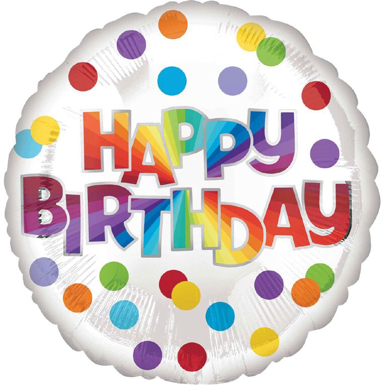 Anagram 45cm Standard Happy Birthday Rainbow Dots, , hi-res