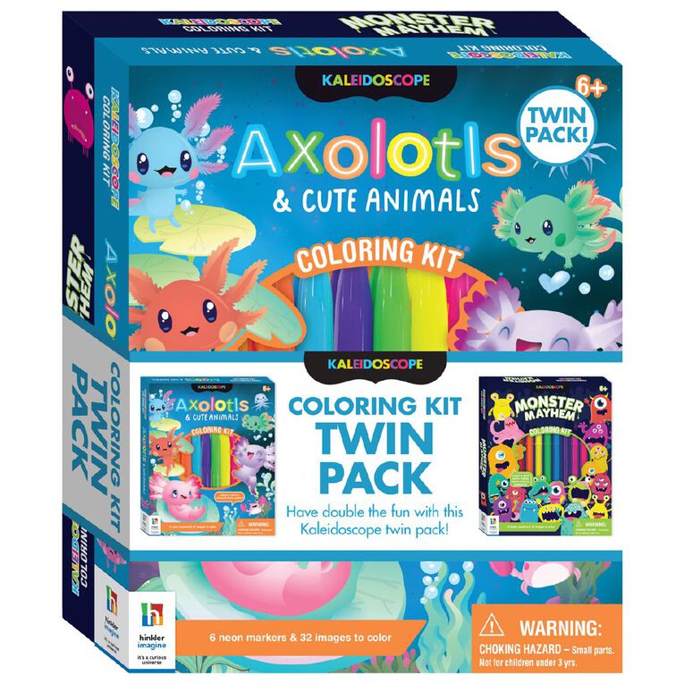 Kaleidoscope Coloring Kit: Axolotls & Monsters Twin Pack, , hi-res
