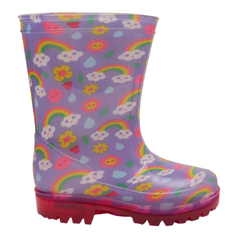 Young Original Junior Kids' Printed Light Up Gumboots, Purple, hi-res