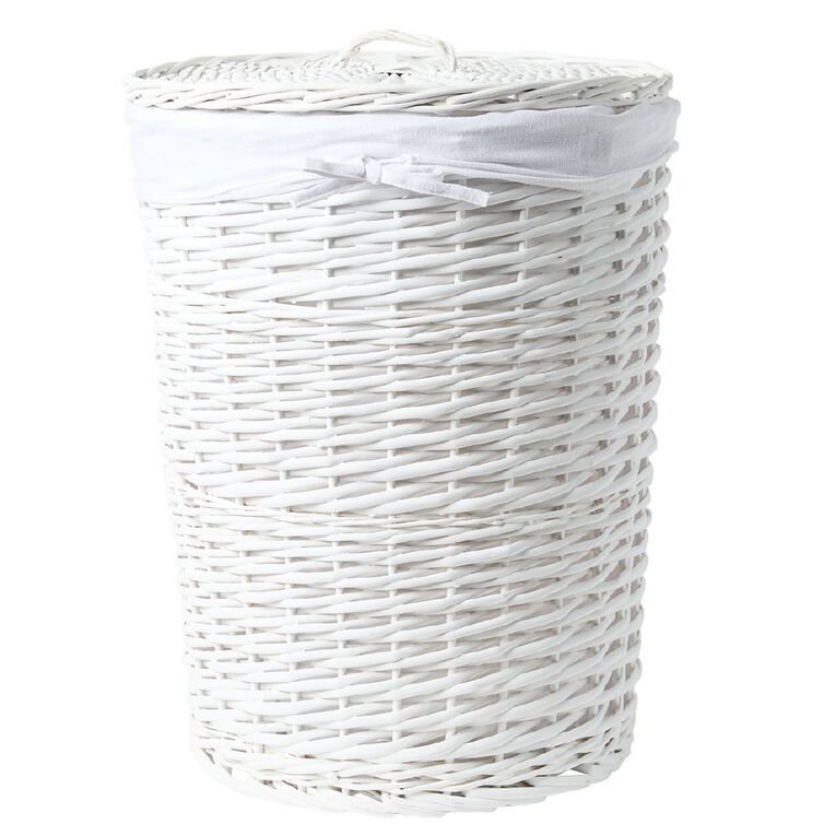 Living & Co Willow Laundry Hamper with Lid White, , hi-res