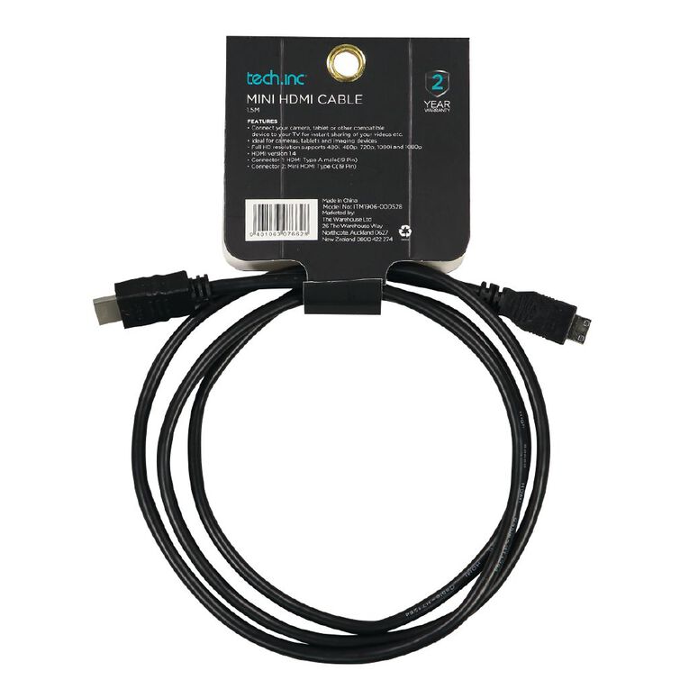 Tech.Inc Mini HDMI Cable 1.5M, , hi-res