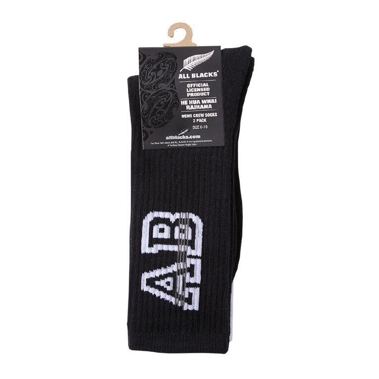 All Blacks Rib Crew Socks 2 Pack, Black/White, hi-res
