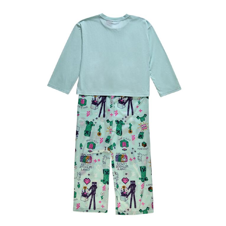 Minecraft Girls' Long Sleeve Knit Pyjama Set, Green Light, hi-res