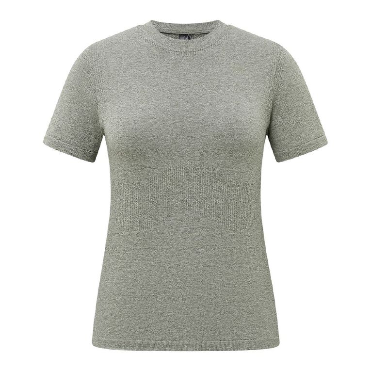 Active Intent Women's Seamless Tee, Grey Mid, hi-res