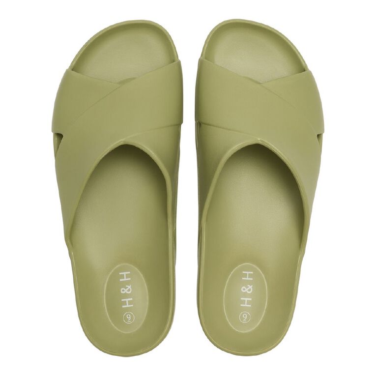 H&H Women's Crossover Pool Slides, Sage, hi-res