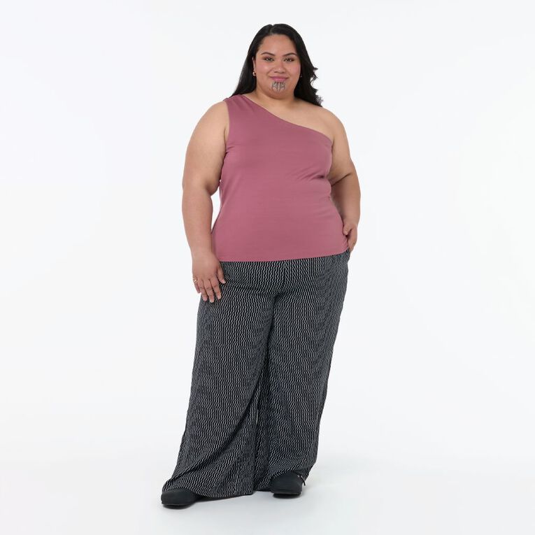 H&H Plus Women's Curve One Shoulder Tank, Pink Mid, hi-res