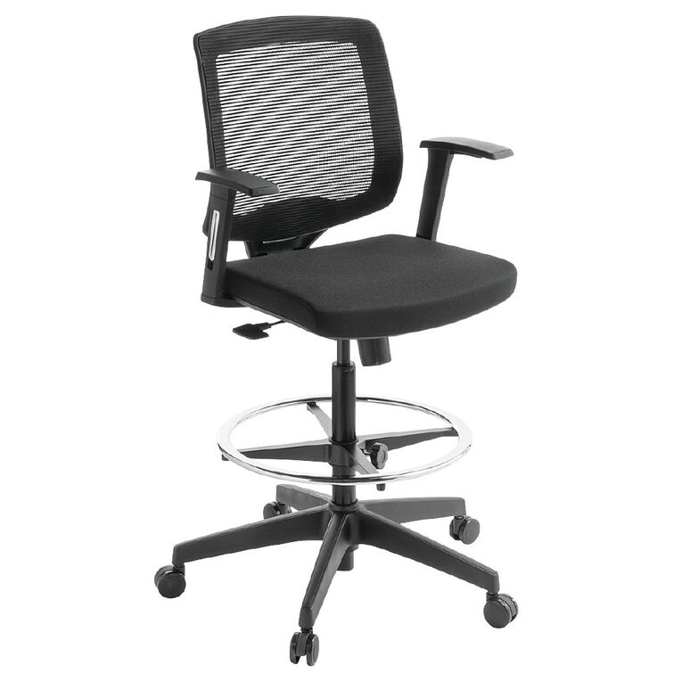 Eden Media Lite Mesh Back Tech Chair with Arms and Footring Black, , hi-res