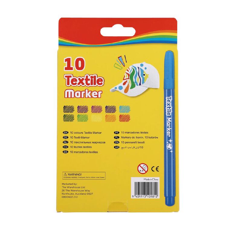 Textile Markers 10 Colours, , hi-res