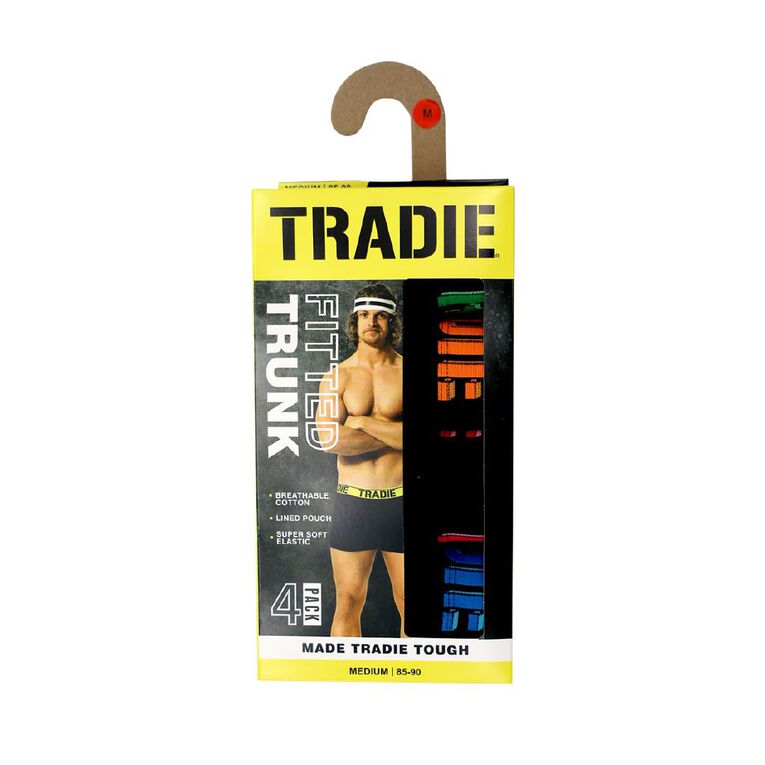 Tradie Men's Trunks Box Set 4 Pack, Black, hi-res