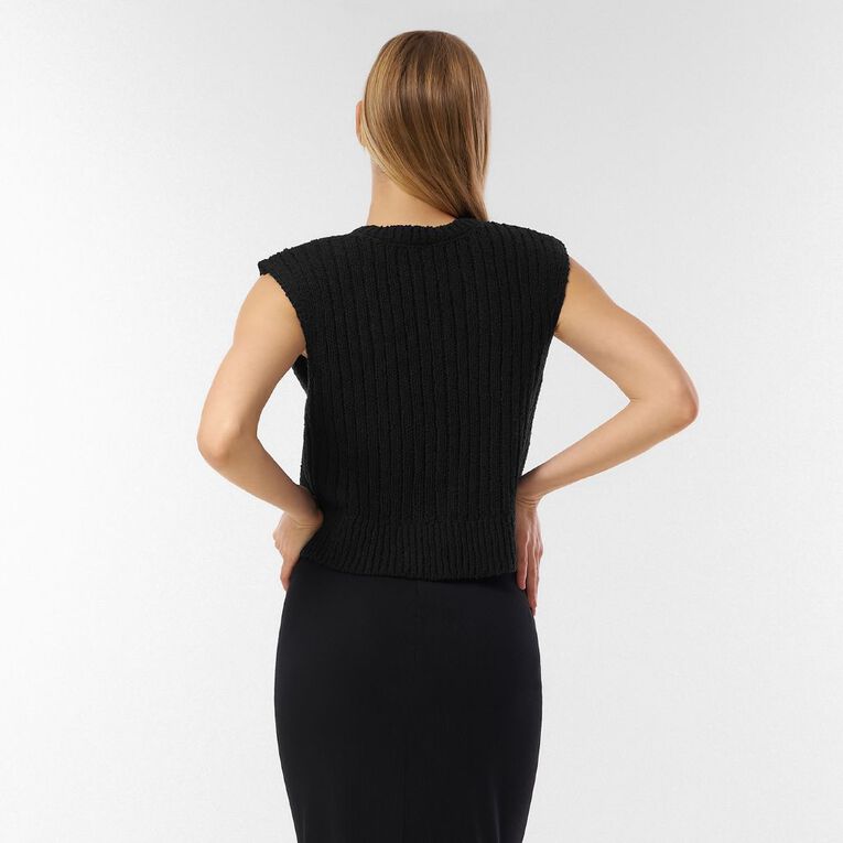 H&H Women's Sleeveless Boucle Vest, Black, hi-res