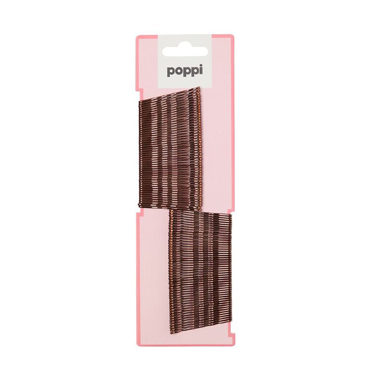 Poppi Bobby Pins Brown Mid 100 Pack, , hi-res