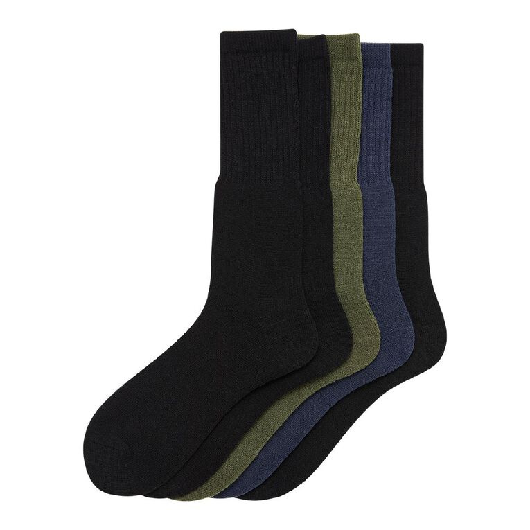Rivet Men's Work Socks Value 5 Pack, Multi-Coloured, hi-res
