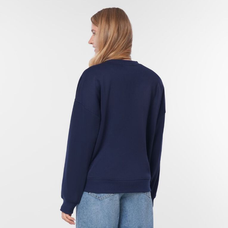 Garage Women's Fresh Fleece Crew, Blue Dark, hi-res
