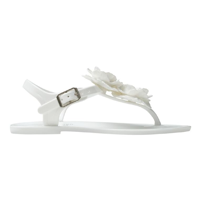 Young Original Senior Kids' Flower Jelly Sandals, White, hi-res