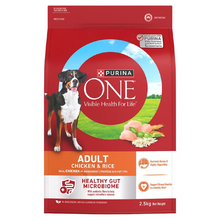 PURINA ONE Adult Chicken & Rice Dry Dog Food 2.5kg, , hi-res