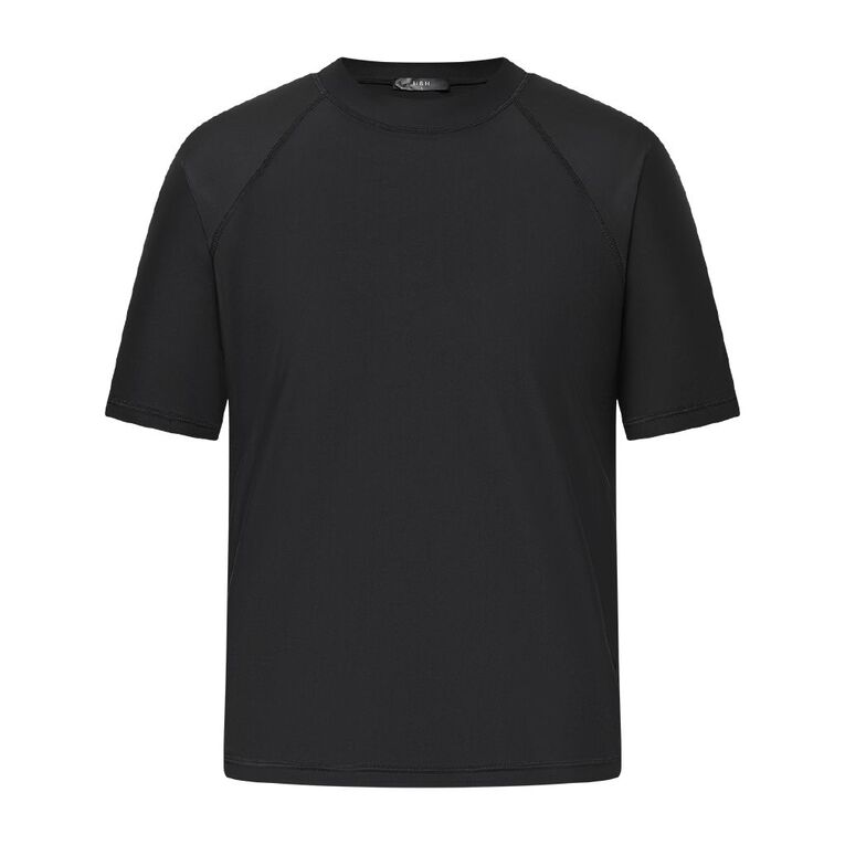 H&H Men's Shortsleeve Rashvest, Black, hi-res
