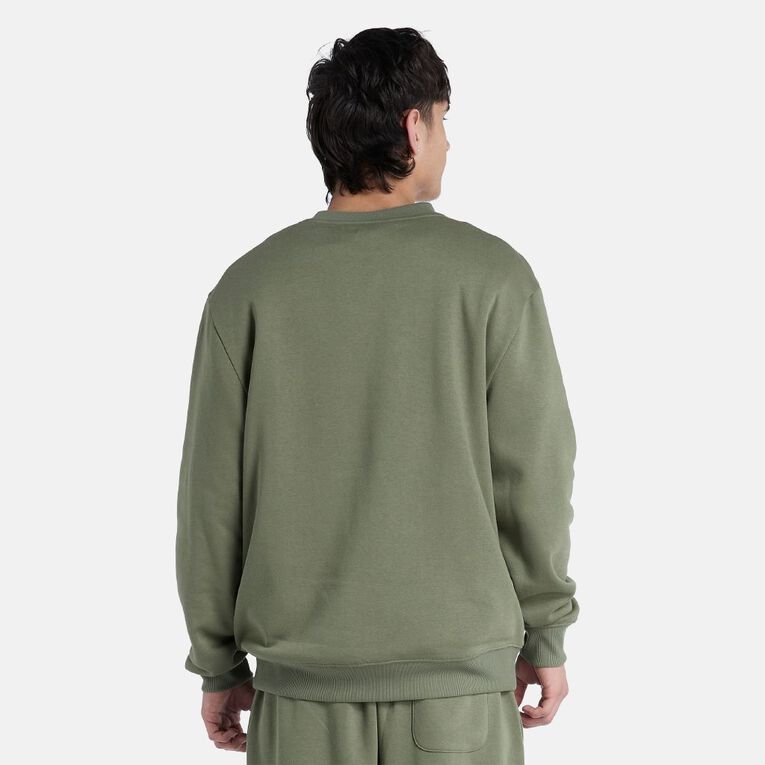 H&H Men's Plain Crew Sweatshirt, Green Mid, hi-res