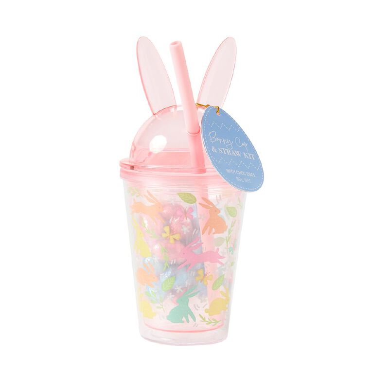 Bunny Cup & Straw Kit with Choc Eggs, , hi-res