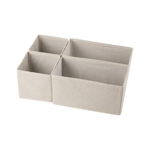 Living & Co Linen Look Draw Organiser 4 Pack Cream