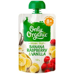 Only Organic Banana Raspberry & Vanilla Pouch 120g