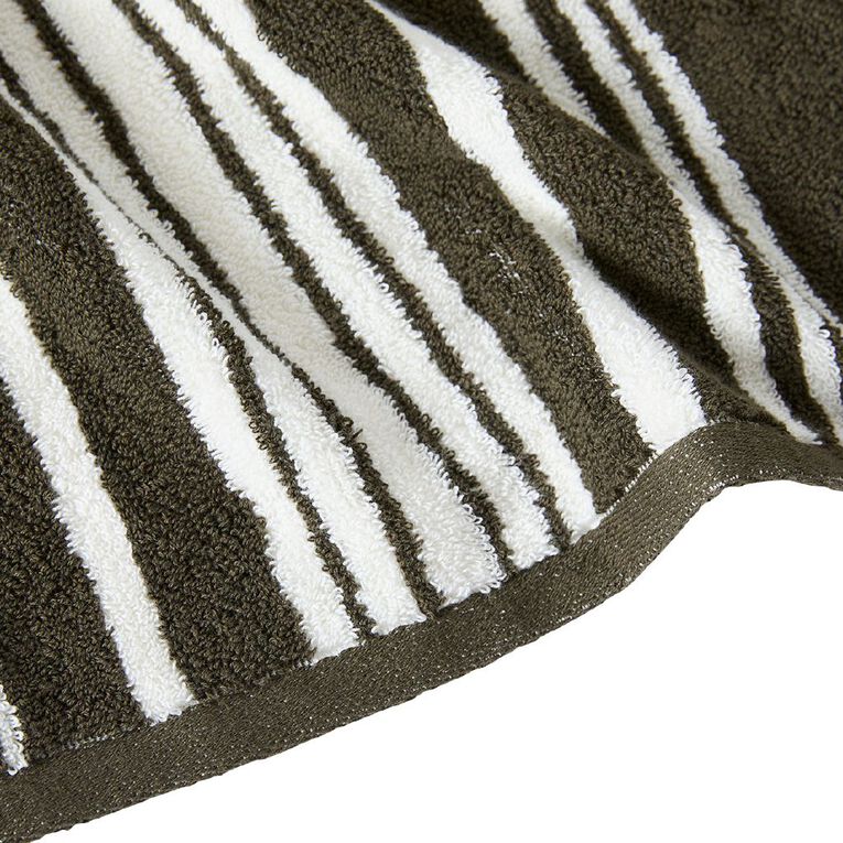 Living & Co Striped Bath Towel Green Dark 68cm x 137cm, , hi-res