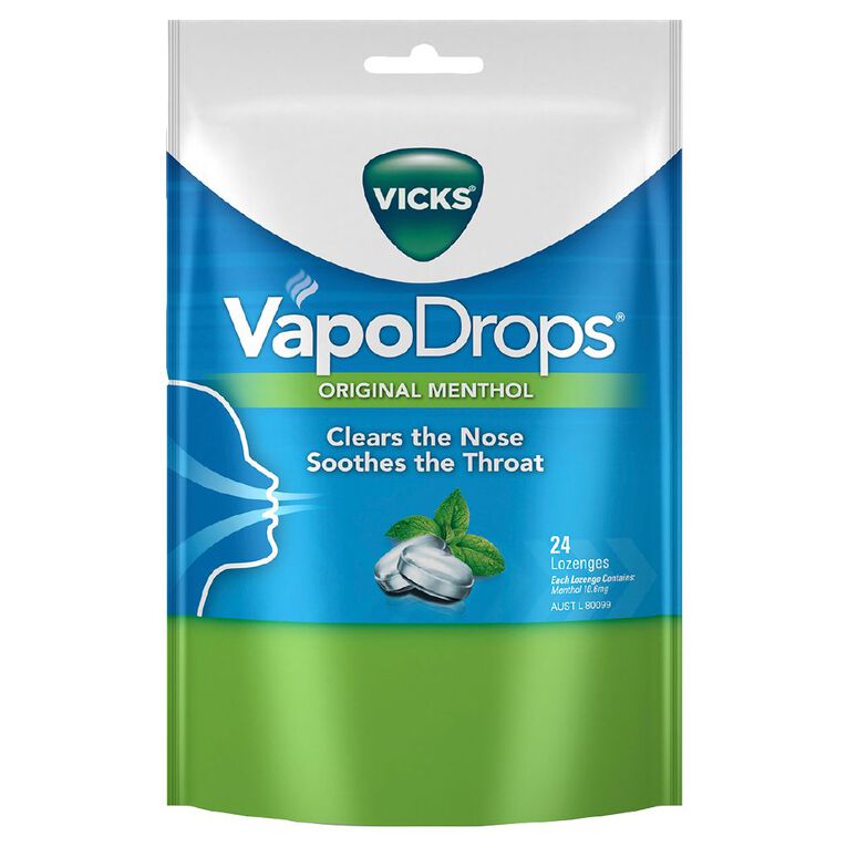 Vicks VapoDrops Original Menthol Lozenges 24s, , hi-res